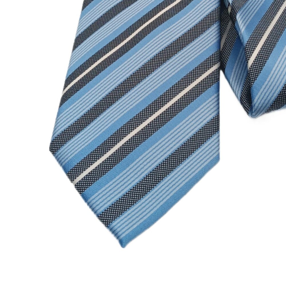 Croft & Barrow Repp Tie Men’s 59” Blue Gray Stripe Preppy Academia Classic New